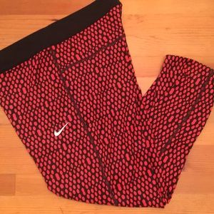 Nike red and black cropped work out pants